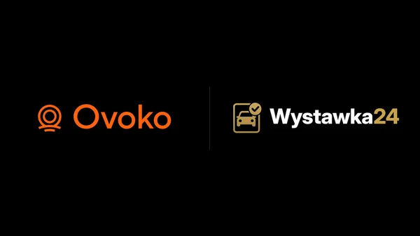 Integracja Ovoko z Wystawką24 — logo Ovoko i logo Wystawka24 na czarnym tle