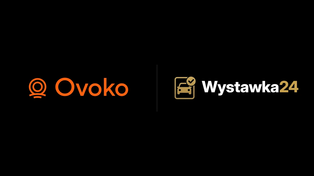 Integracja Ovoko z Wystawką24 — logo Ovoko i logo Wystawka24 na czarnym tle