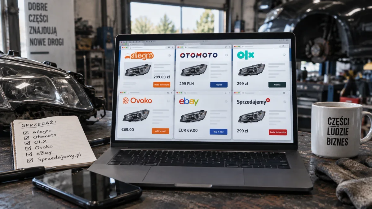 Ta sama oferta reflektora wystawiona równolegle na Allegro, Otomoto, OLX, Ovoko, eBay i Sprzedajemy.pl